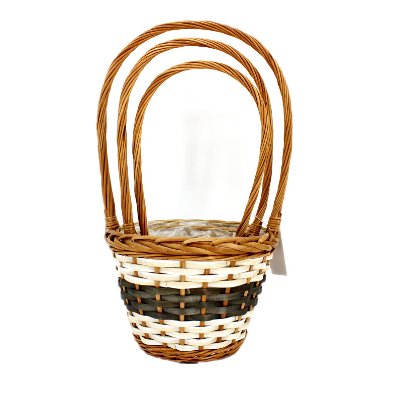Original Long Handle  Wicker Flower Basket
