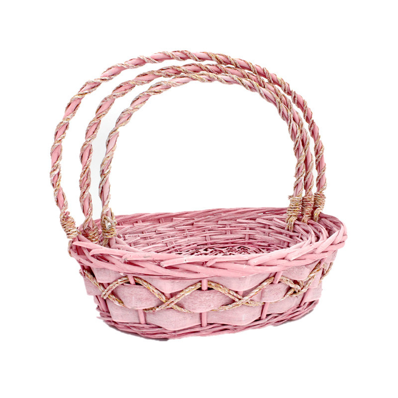 Large Pink Oval Wicker Basket